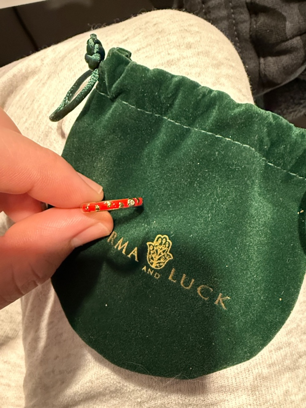 Red Enamel & Gold Accent Women’s Ring